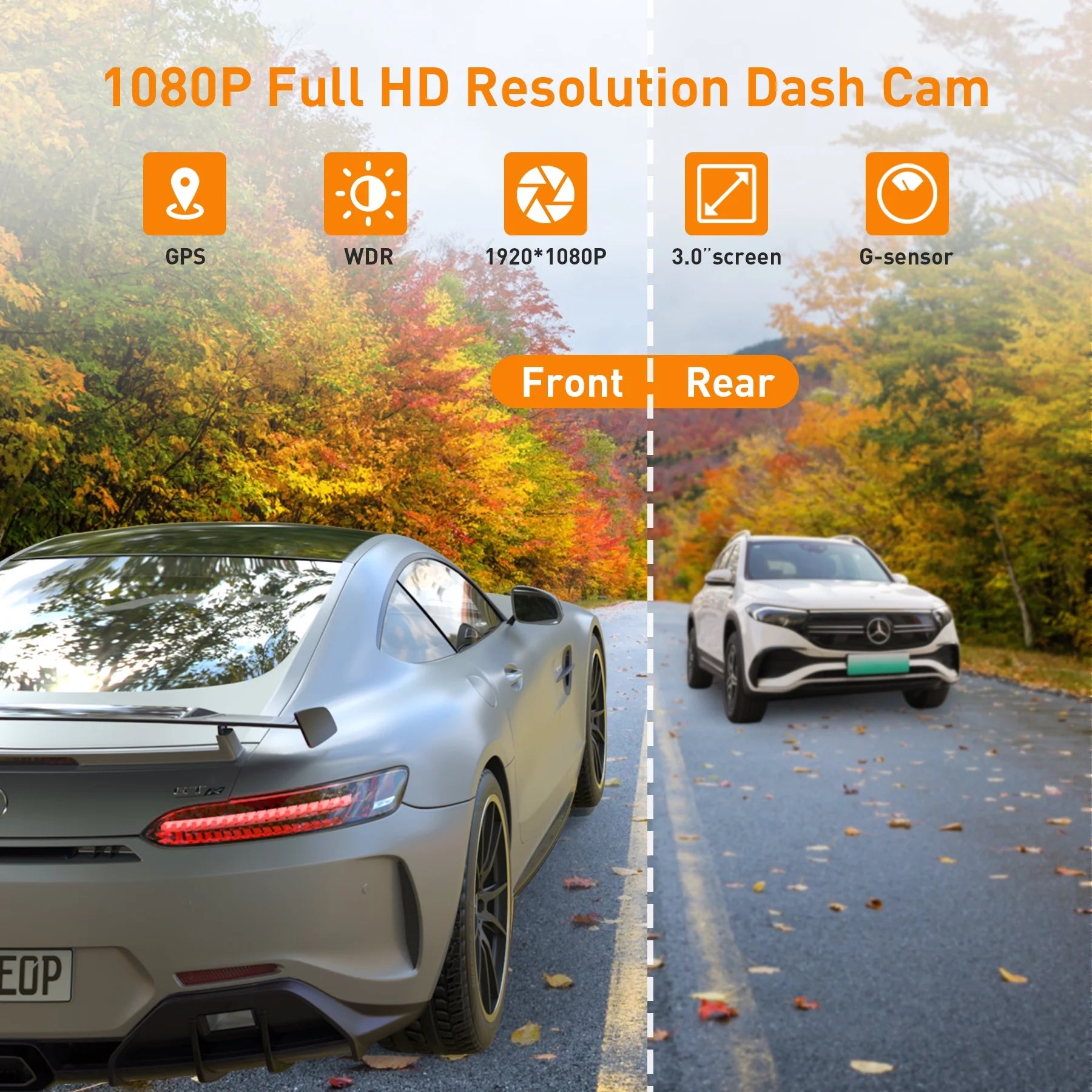 Dual 1080P Full HD Dash Cam with Night Vision, 3-Inch LCD, G-Sensor & Parking Mode - Ultimate Car Safety Solution!